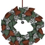christmas wreath made with quilted seasonal fabric cushions